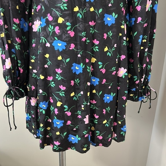 For Love & Lemons Lexy Mini Dress Long Sleeve Black Floral Jacquard XL NEW - Picture 12 of 15